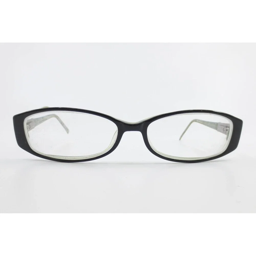 Marchon Ventana 693 Eyeglass Frames Black Sage Green Oval Floral Metal 51-16-135